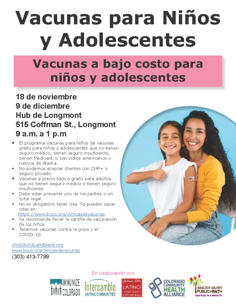 Flyer for low cost immunizations in Spanish