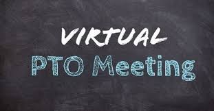 Graphic on Black Background that says Virtual PTO Meeting