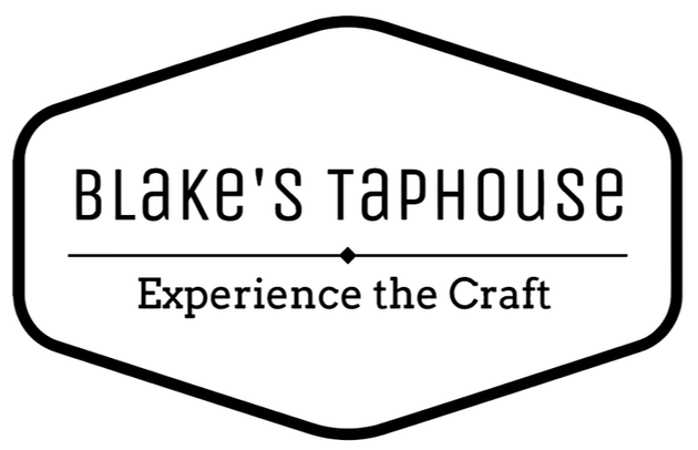 Black and White Logo that reads Blake's Taphouse.  Experience the Craft.