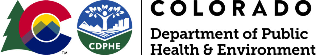 The image contains the logo of the Colorado Department of Public Health & Environment (CDPHE). It features:

The Colorado State Logo – A circular design incorporating mountains, a river, trees, and a sun, representing Colorado’s natural environment.
CDPHE Seal – A blue and green emblem with mountains, water, and sky, symbolizing health and the environment.
Text – "COLORADO Department of Public Health & Environment" written in bold, professional font.