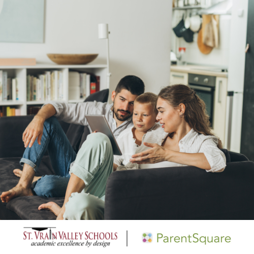 A family sits together on a couch, using a tablet and engaging in conversation in a cozy living room.